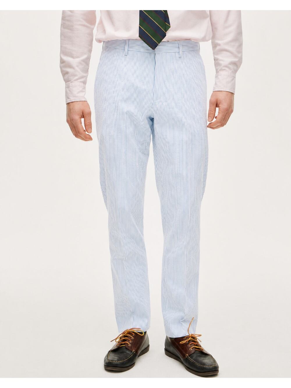J. CREW Slim-Fit Unstructured Suit Pant Seersucker Blue Stripe Sz 34x32 $148 G12
